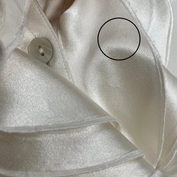 Paperwhite Silk Blouse Stretch Cream White Size 4 Top Ruffle Collar‎ Button-Up - Picture 14 of 16